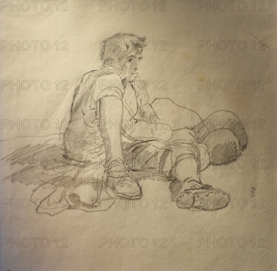 Resting piper End of 1820s Bryullov Karl Pavlovich (1799-1852) Italian album