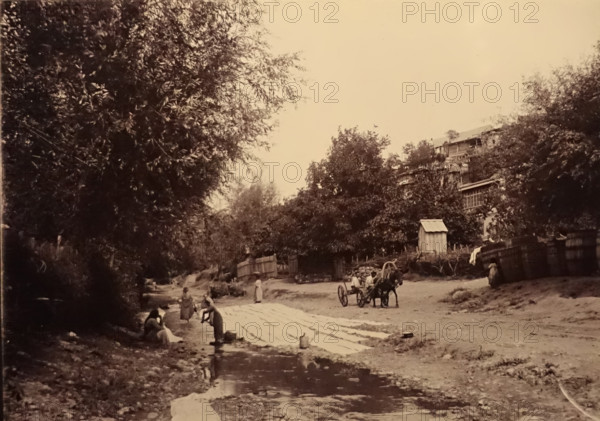 Alushta View along the river Crimea Late 19th century Photo by Leonid Sredin