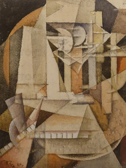 Self-portrait 1914 Klyun Ivan (1873-1943) Watercolour