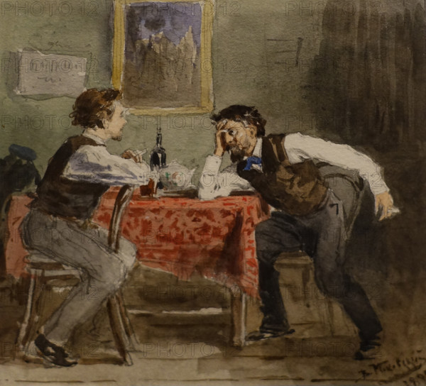 Two Friends 1892 Makovsky Vladimir (1846-1920) Watercolour
