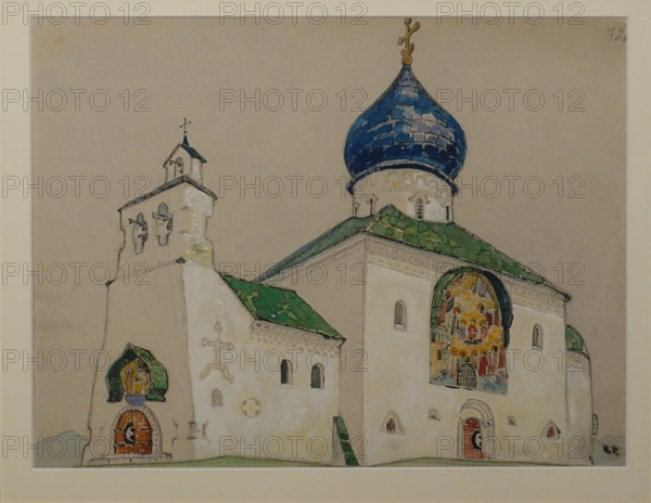 Sketch of the Church of Saint Alexis, the Moscow Metropolitan, in the City of Skierniewice, Poland 1909 Roerich Nicholas Konstantinovich (1874-1947)