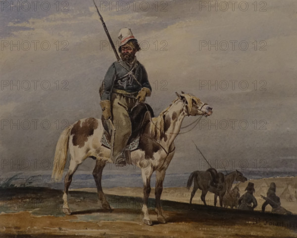 Cossack with a lance 1826 Dieudonné Finart (1797-1852) Watercolor