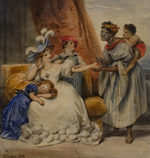 Fortune telling 1828 Achille Devéria (1800-1857) Watercolor