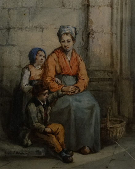 Woman with Children Gustave Morin (1809-1886)