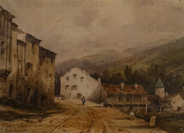 Mountain Village by the Road 1832 Pierre-Justin Ouvrié (1806-1879/1880)