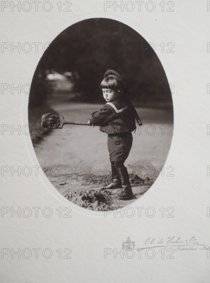 Tsarevich Alexei Nikolaevich with a children's shovel