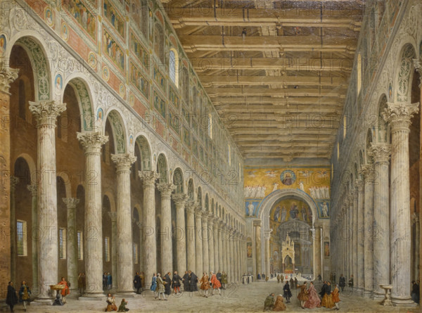 Interior view of the church of San Paolo Fuori le Mura in Rome