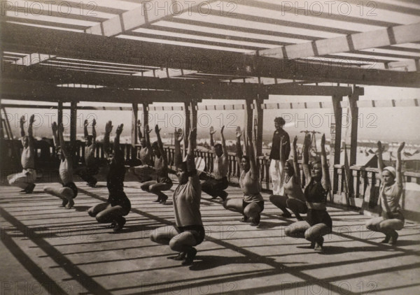 Actors doing gymnastics