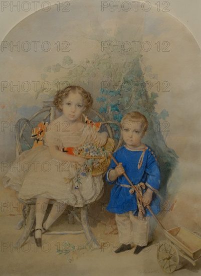 Portrait of Grand Duchess Olga Nikolaevna (1822-1892) and Grand Duke Konstantin Nikolaevich (1827-1892)
