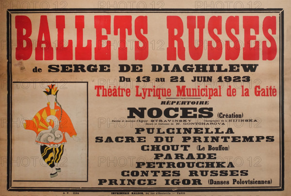 Poster for performances of the 'Russian Ballet of Sergei Dyagelev'