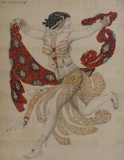 Costume design for Cleopatra for Ida Rubinstein for the ballet 'Cleopatra' (Egyptian Nights)