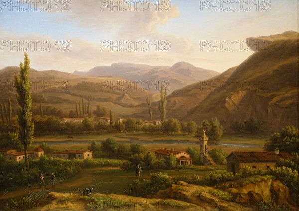 View of a Tatar village and a Mosque on the banks of the Alma River