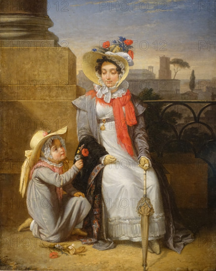 Portrait of Maria Yakovlevna Naryshkina (1789-1854) with her daughter Alexandra