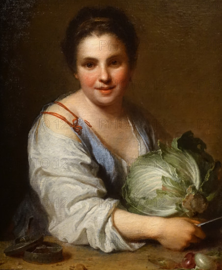 The cabbage cutter (The kitchen maid) by Jean-Baptiste Santerre  (1658–1717)