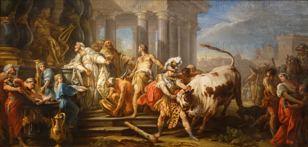 Theseus taming the bull at Marathon