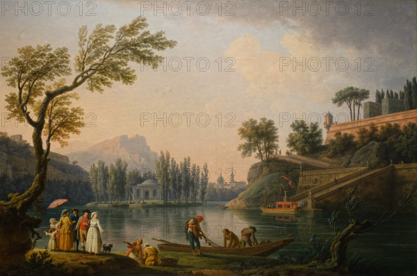 Landscape at sunset (The lake) by Vernet Claude-Joseph (1714-1789)