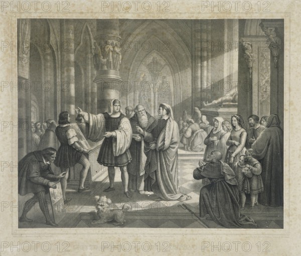 Dante incontra Giotto, litografia metv† XIX secolo (Thomas et imprime par Becquet frv®res v† Paris)