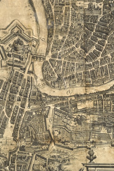 Map of the city of Rome, year 1756, Giovan Battista la Falda engraver, Giacomo de Rossi printer