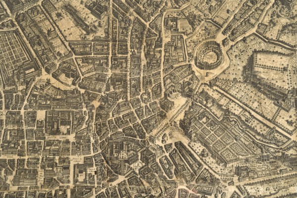 Map of the city of Rome, year 1756, Giovan Battista la Falda engraver, Giacomo de Rossi printer