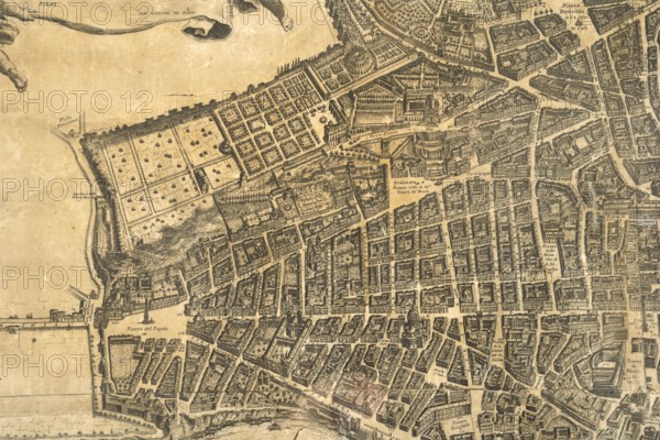 Map of the city of Rome, year 1756, Giovan Battista la Falda engraver, Giacomo de Rossi printer