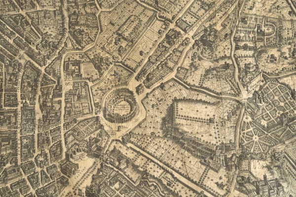 Map of the city of Rome, year 1756, Giovan Battista la Falda engraver, Giacomo de Rossi printer