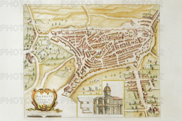 Pierre Mortier, Map of Macerata de l'Etat de l'Eglise, 17th century, engraving