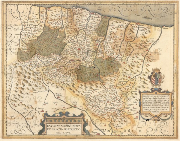 Giovanni Battista Urints Antwerp ca 1552 Ducatus Urbini Nova /Et Exacta Descriptio, / 1606, watercolor engraving