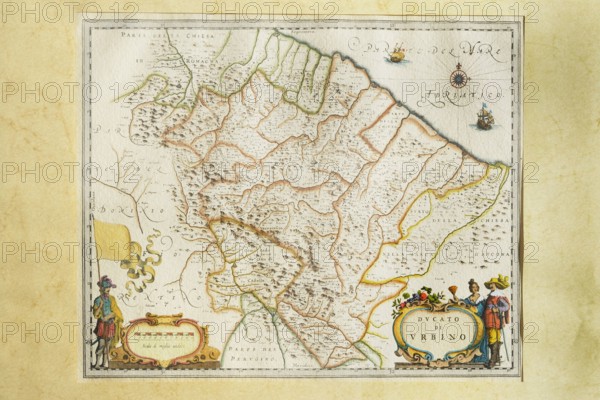 Henricus Hondinus, Jan Jansson, Duchy of Urbino, 17th century, watercolor engraving