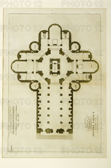 Pierre Mortier, plan of the Blessed Virgin of Loreto, engraving, 17th century