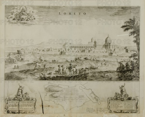 Pierre Mortier, veduta di Loreto, incisione, XVII secolo