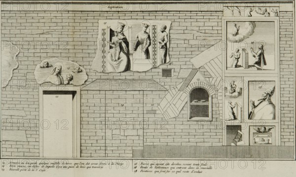 Pierre Mortier, Santuario di Loreto, incisione, XVII secolo. L'interno della Santa casa della Vergine di Loreto