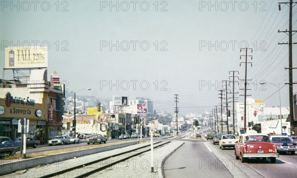 Sunset Boulevard looking east from the intersection of La Cienega Boulevard in West Hollywood, California