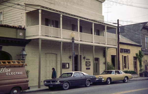 San Juan Bautista, California, captures the historic charm of Third Street. The Cutting Horse restaurant,