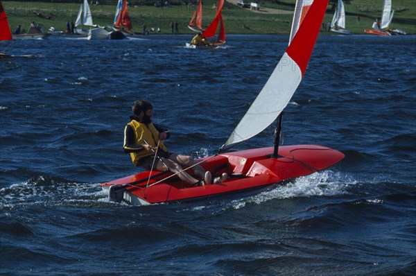 10017222 SPORT Water Sport Sailing Sailing dingy on Rutland water Leicestershire England