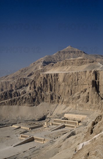 EGYPT, Luxor, Dier el-Bahri, Thebes view of the Mortuary at the Temple of Hatshepsut