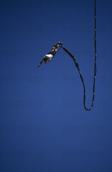 SPORT, Bungee Jumping, USA South Dakota . Jumper in mid air