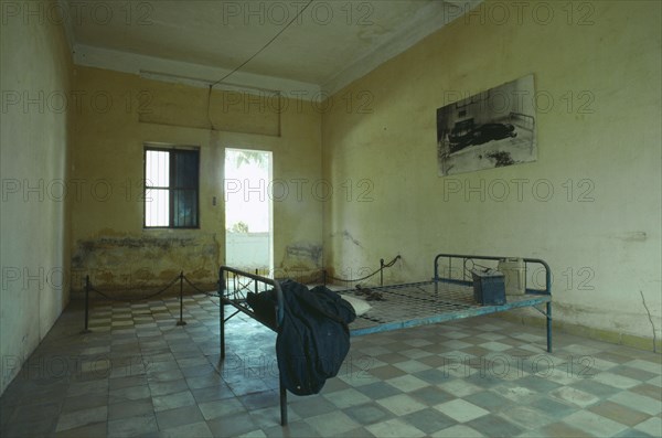 CAMBODIA, Phnom Penh, Tuol Sleng Museum.  Torture room inside former school used by the Khmer Rouge as a prison and interrogation centre.