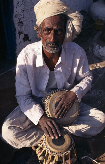 INDIA, Karnataka , Badami, Tabla player