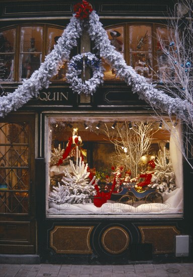 FRANCE, Lille, Christmas decorations inside shop window