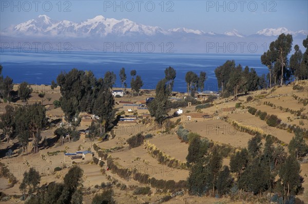 BOLIVIA, Lake Titicaca, Isla del Sol & Cordillera Real behind