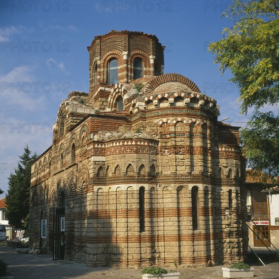 BULGARIA, Burgas Region , Nesebur ,  Art gallery in converted traditional church Intricate stone work can't see the fact it is an Art Gallery