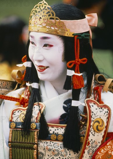JAPAN, Honshu, Kyoto, Portrait of woman in traditional costume at the Jidai Matsuri Festival Of Ages