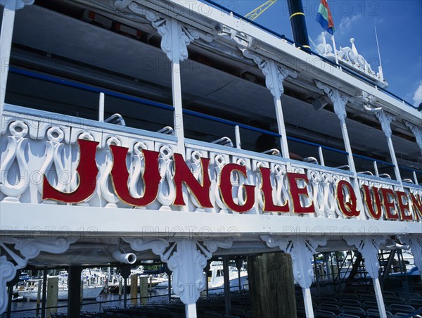 USA, Florida, Fort Lauderdale, Detail of Jungle Queen Paddle Steamer tour boat for the intecoastal waterway