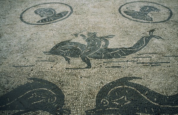 ITALY, Lazio, Rome , Ostia Antica. Mosaic dating from the 4th century AD