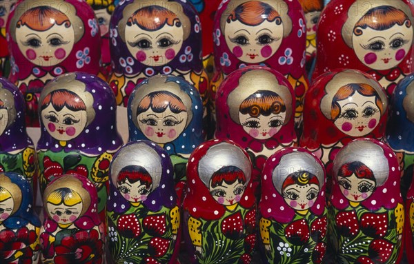 RUSSIA, Moscow, Matryoshka dolls at Izmaylovo market