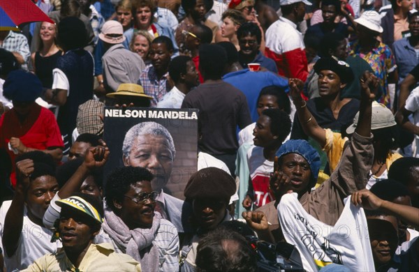 SOUTH AFRICA, Gauteng, Johannesburg, Crowds at Human Rainbow concert held in honour of Nelson Mandela's release.