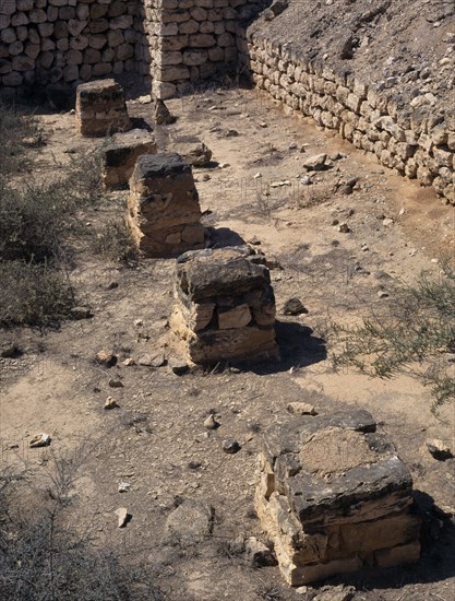 OMAN,  , Near Salalah, Five pillars of Wisdom at the Queen of Shebas Palace.