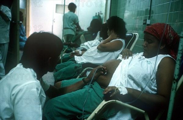 CUBA,  , Havana, Maternity hospital with pregnant woman being examined