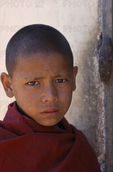 MYANMAR, Religions, Buddhism, Portrait of Novice Monk.