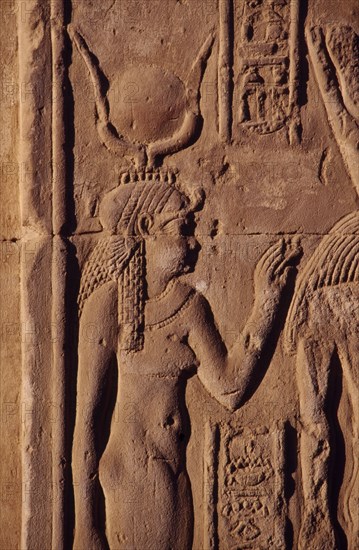 EGYPT, Komombo , Relief carving of the goddess Hathor